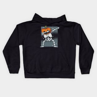 Skeleton with pumpkin head makes the DAB Kids Hoodie